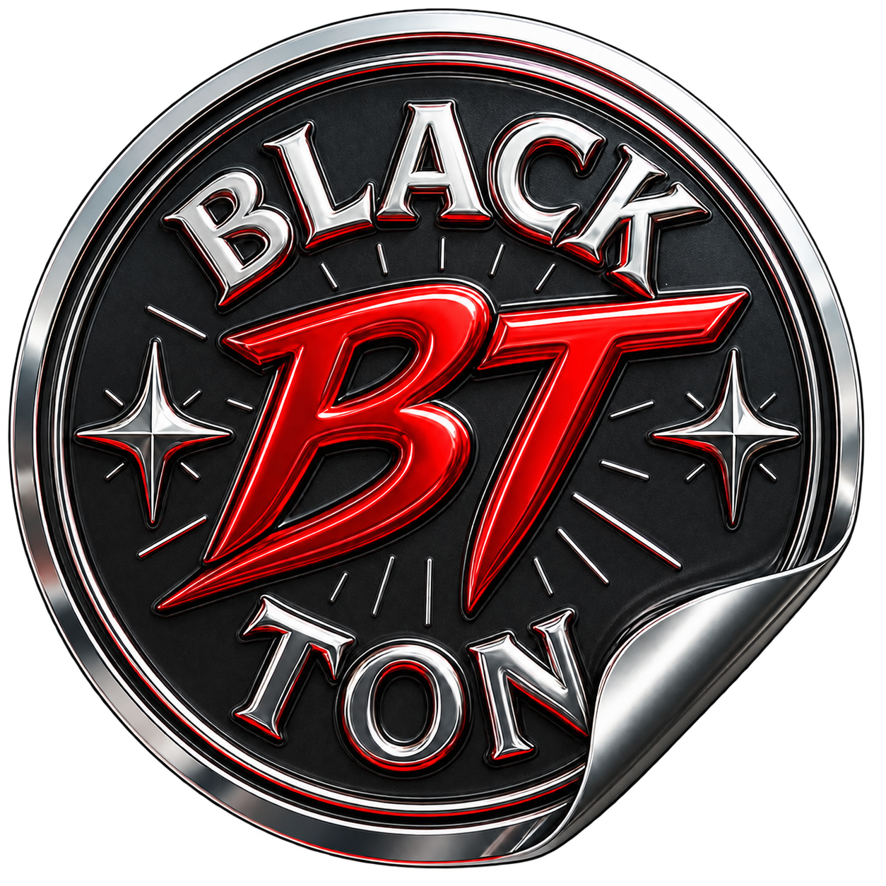 Логотип BLACK TON із відклеєним краєм